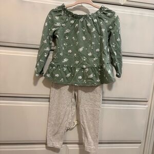 Carter's Green with White Floral and Gray Kids Set Size 18mo